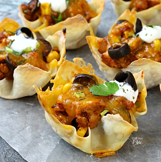 Sloppy Joe Wonton Cups Recipe - kids loved these as after school snack! 