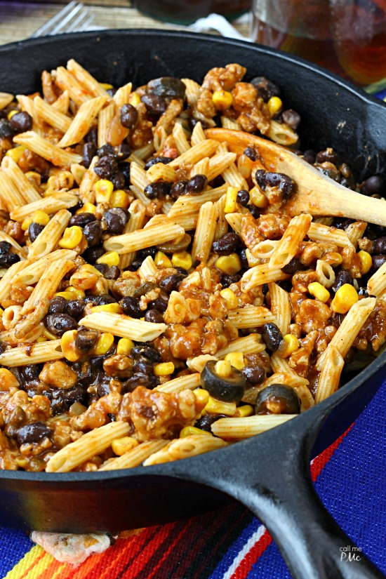 Tex Mex Skillet Pasta less than 30 minutes to this easy dinner recipe