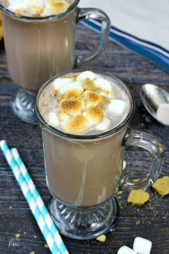 Rocky Road Hot Chocolate a campout favorite turned comfort drink! Combines your favorite chocolate and marshmallow flavors into one ready-to-serve drink