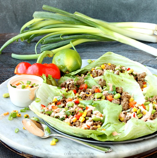 Asian Lettuce Wraps with Skinny Sriracha Cream Sauce 