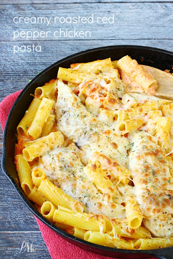 Recipe. Meal. ONe pot. Family favorite! Creamy Roasted Red Pepper Chicken Pasta is my new obsession! This restaurant quality dish is attributed to the flavorful, creamy and cheesy roasted red pepper sauce. Creamy Roasted Red Pepper Chicken Pasta