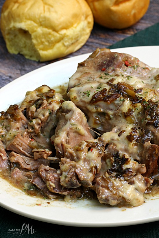 3 Ingredient Slow Cooker Pot Roast - seriously, 3 ingredients and less than 2 minutes prep time and dinner will be slow cooked for you. 3 Ingredient Slow Cooker Pot Roast on a serving platter.