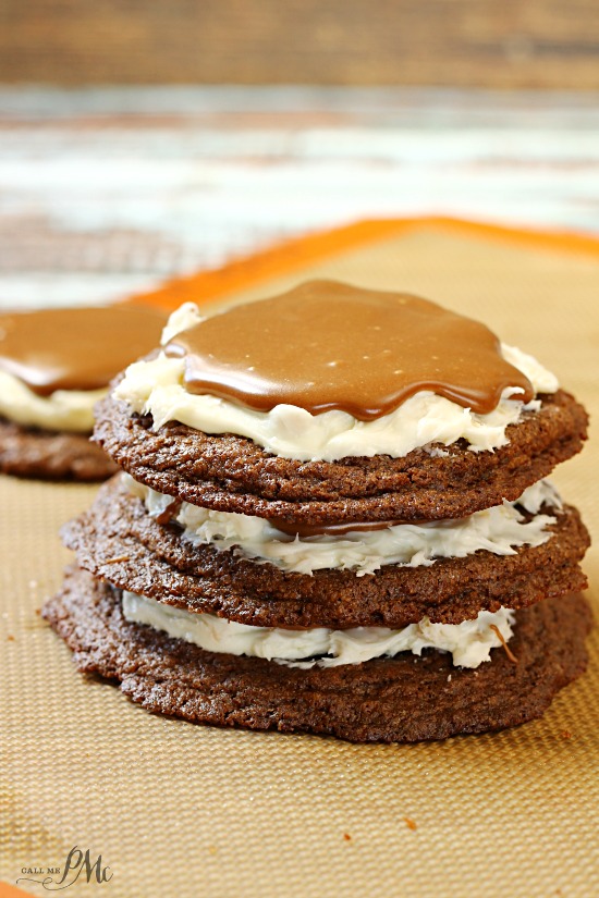 3 frosted chocolate cookies Triple Layer Chocolate Cookies