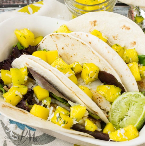 Fish Tacos with Mango Coconut Lime Salsa