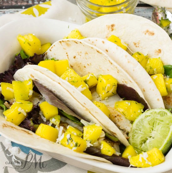 mango fish tacos.