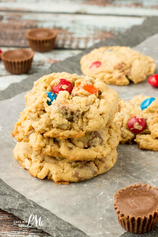 Soft Peanut Butter Oatmeal Cookie Recipe are full of peanut butter, oats, M&Ms and Reese's peanut butter cups. Yes, it's chocolate, chocolate and more chocolate! Soft Peanut Butter Oatmeal Cookie Recipe