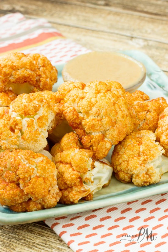 Cauliflower recipes. Bang Bang Baked Cauliflower Bites with Peanut Butter Dipping Sauce is spicy and full of flavor. It's an almost fat-free version of the popular restaurant appetizer made healthier! Just three ingredients make up my bang bang sauce so it's easy to recreate at home.
