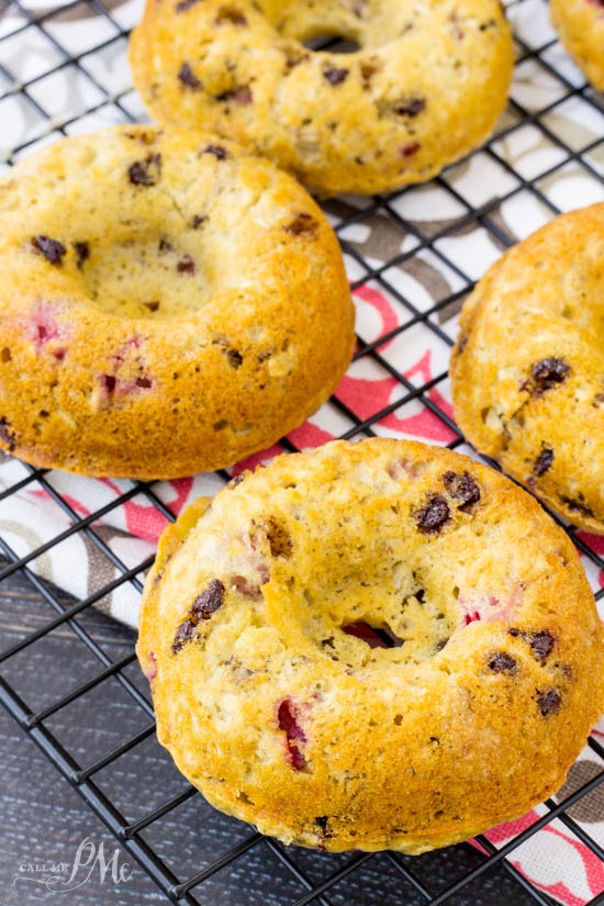 Chocolate Glazed Strawberry Chocolate Chip Donuts 