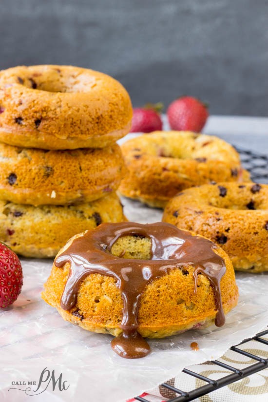 Chocolate Glazed Strawberry Chocolate Chip Donuts