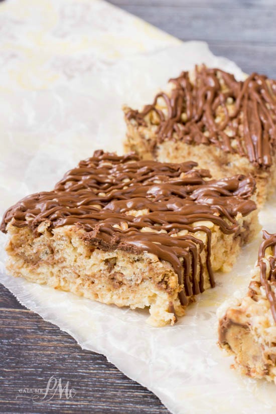 Cut Bhocolate Peanutter Rice Krispie Treats are wonderfully easy and perfect for any occasion. Put this no-bake dessert in your recipe box, I guarantee you'll make it again and again.
