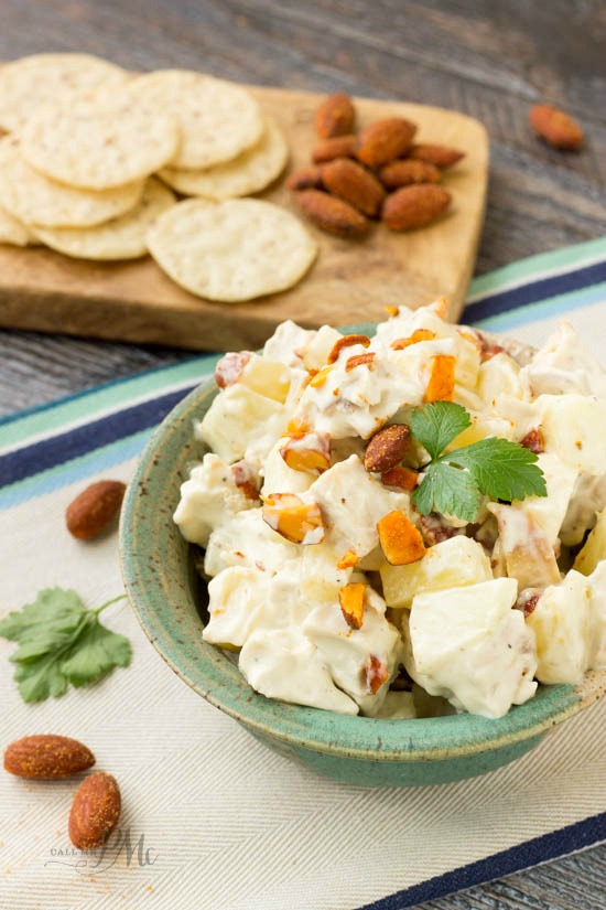 Lighter Rotisserie Chicken Salad with Sriracha Almonds