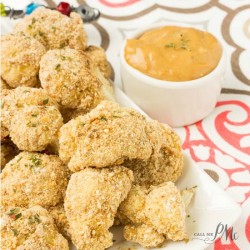 Skinny Baked Breaded Cauliflower with Almond Butter Sauce