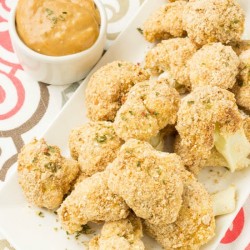 Skinny Baked Bread Cauliflower with almond butter sauce