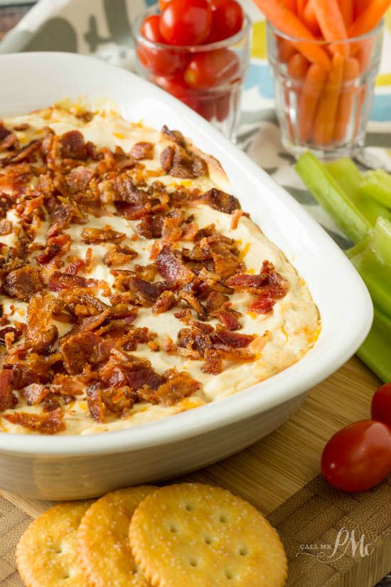Creamy Hot Bacon Cheesy Dip Recipe is made with cream cheese, your favorite cheddar, tangy Greek yogurt and crispy bacon. This is always a favorite dip recipe and I recommend doubling the recipe! Creamy Hot Bacon Cheesy Dip