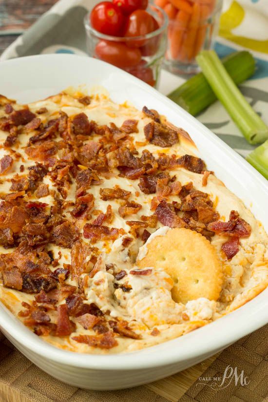 Cheesy Dip with bacon and a cracker