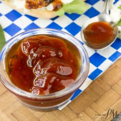 small bowl of peach bourbon bbq sauce.