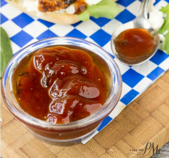 small bowl of peach bourbon bbq sauce.