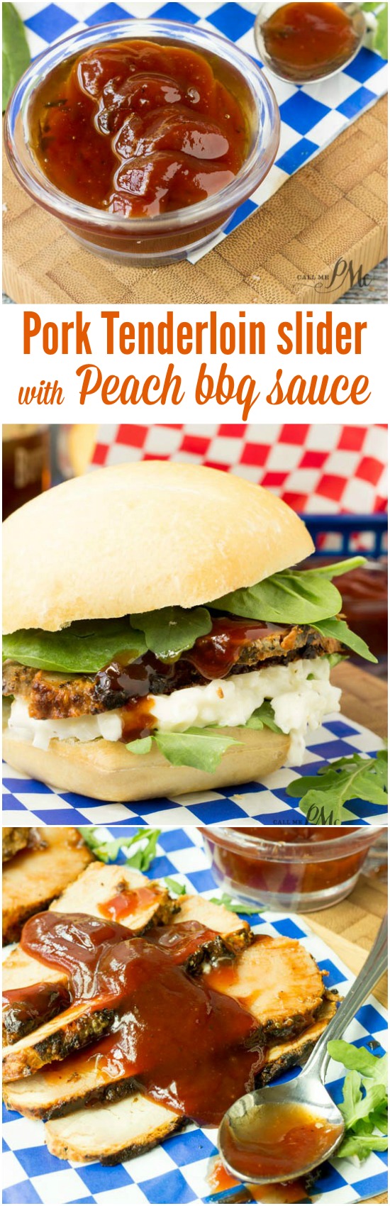 Pork Tenderloin Sliders with Bourbon Peach BBQ Sauce are stacked high with tender pork, creamy slaw and tangy, sweet Peach BBQ Sauce that's been spiked with bourbon. pork sandwich, bbq sauce, and meat slices