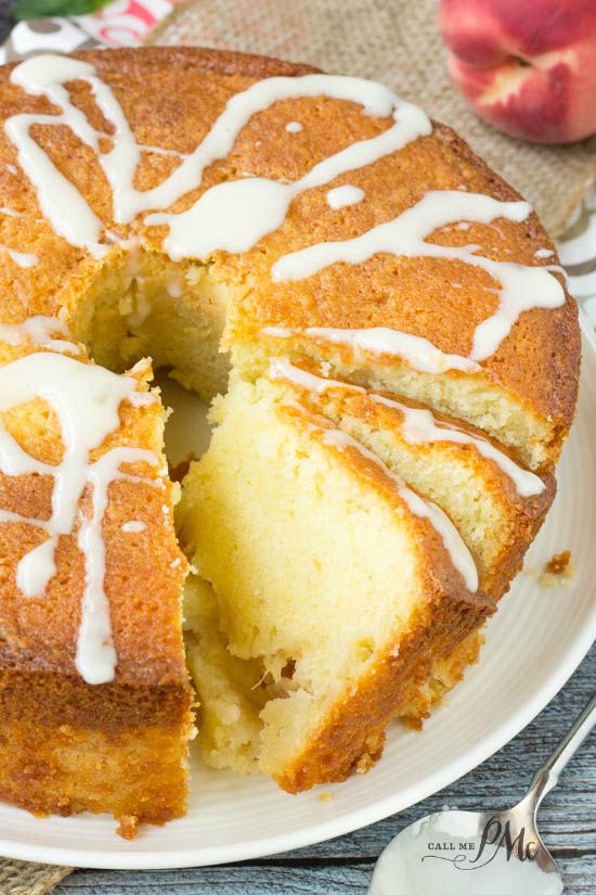 whole peach pound cake sliced