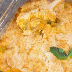 Cake mix dump peach cobbler