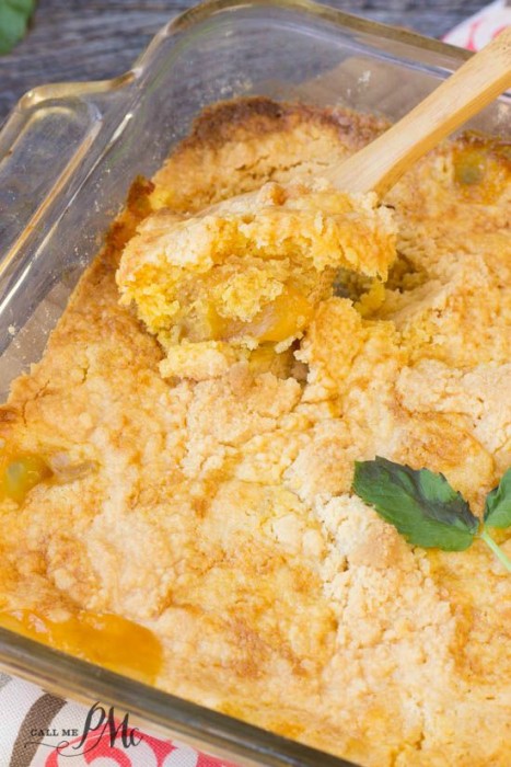 Cake mix dump peach cobbler