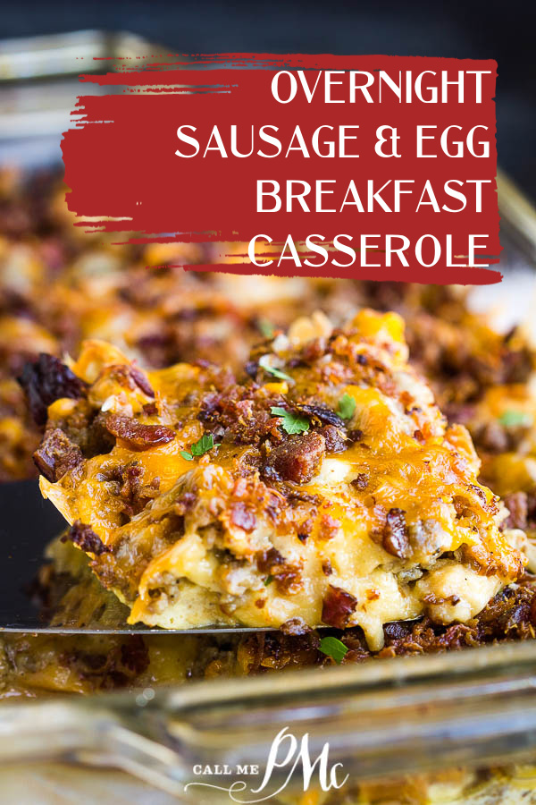 Overnight Sausage Egg Breakfast Casserole recipe is an easy to make Christmas morning or any morning family friendly easy breakfast and brunch recipe. #breakfast #brunch #recipe #casserole #sausage #cheese