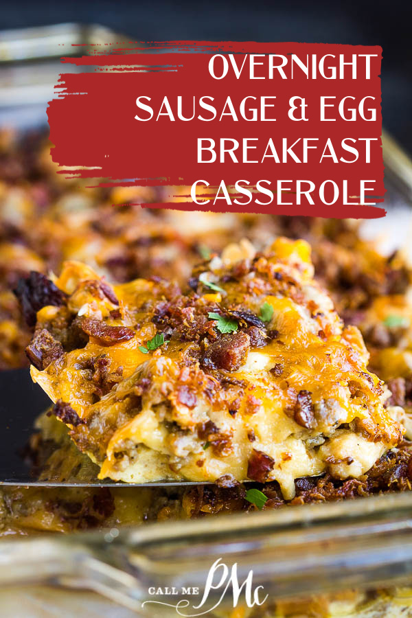 Overnight Sausage Egg Breakfast Casserole recipe is an easy to make Christmas morning or any morning family friendly easy breakfast and brunch recipe. #breakfast #brunch #recipe #casserole #sausage #cheese Overnight Sausage Egg Breakfast Casserole