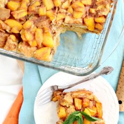 Peach Cobbler Bread Pudding