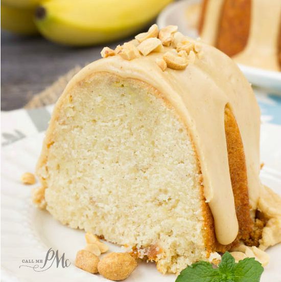 Peanut Butter Glazed Banana Pound Cake recipe cake