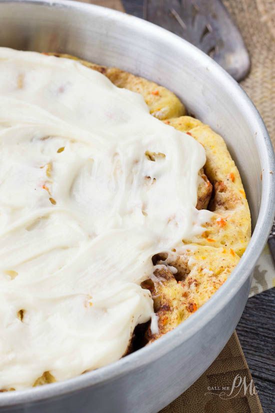 Perfect for breakfast - Scratch Made Carrot Cake Cinnamon Rolls with Cream Cheese Frosting recipe from calmepmc.com is like having carrot cake for breakfast! Scratch Made Carrot Cake Cinnamon Rolls