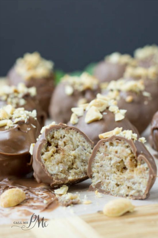 chocolate coated banana cake balls.