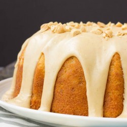 Peanut Butter Glazed Banana Pound Cake