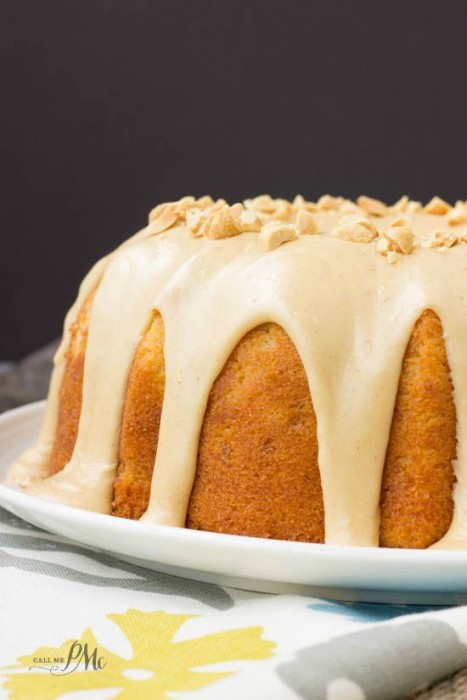 Peanut Butter Glazed Banana Pound Cake