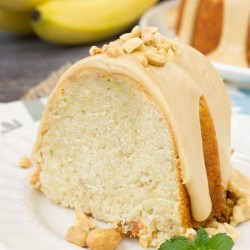 Peanut Butter Glazed Banana Pound Cake