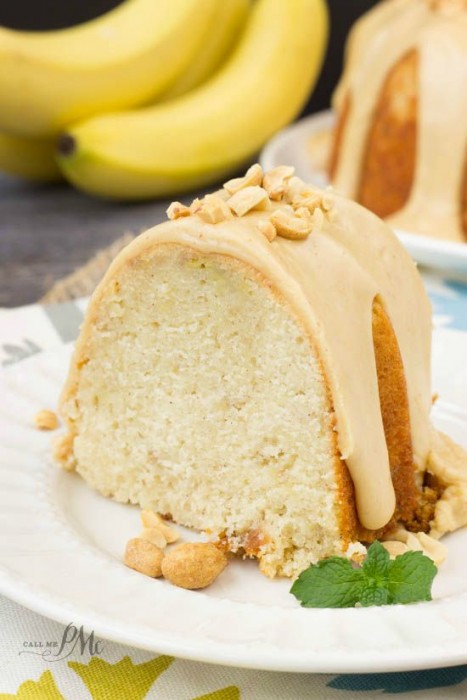 Peanut Butter Glazed Banana Pound Cake