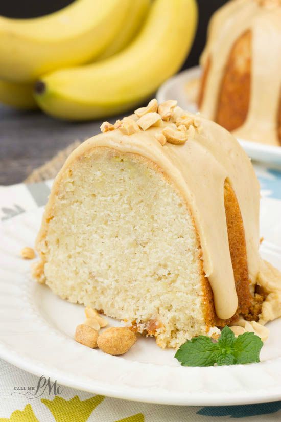 Peanut Butter Glazed Banana Pound Cake is simple, classic and irresistible! Peanut Butter Glazed Banana Pound Cake