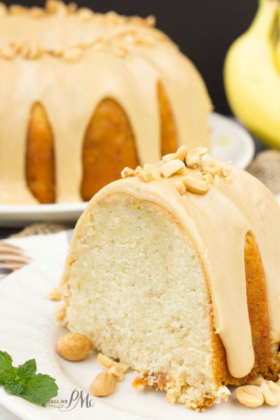 Peanut Butter Glazed Banana Pound Cake recipe is a richer version of ordinary banana bread. Bonus, it's topped with peanut butter! 