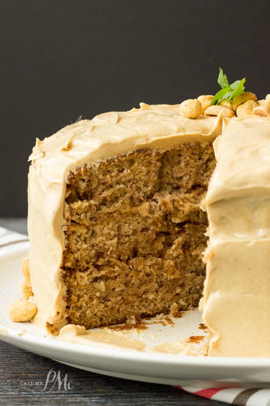 Scratch made banana cake with peanut butter frosting recipe - for the banana and peanut butter lovers in your family! They'll love you for this one! 