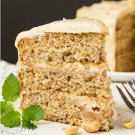 Scratch made banana cake with peanut butter frosting recipe