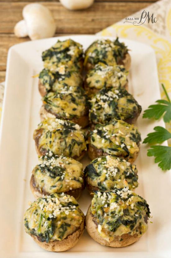 Artichoke dip stuffed mushrooms makes a delicious appetizer. Healthy recipe. #appetizer #mushrooms #spinach #veggies #meatless #recipes #easy #healthy #healthyfood #healthyrecipes #spinachartichokedip #dip #artichoke Spinach Artichoke Stuffed Mushrooms