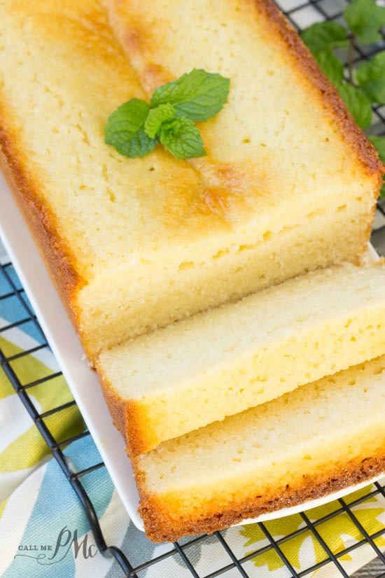 Loaf of classic ricotta pound cake.