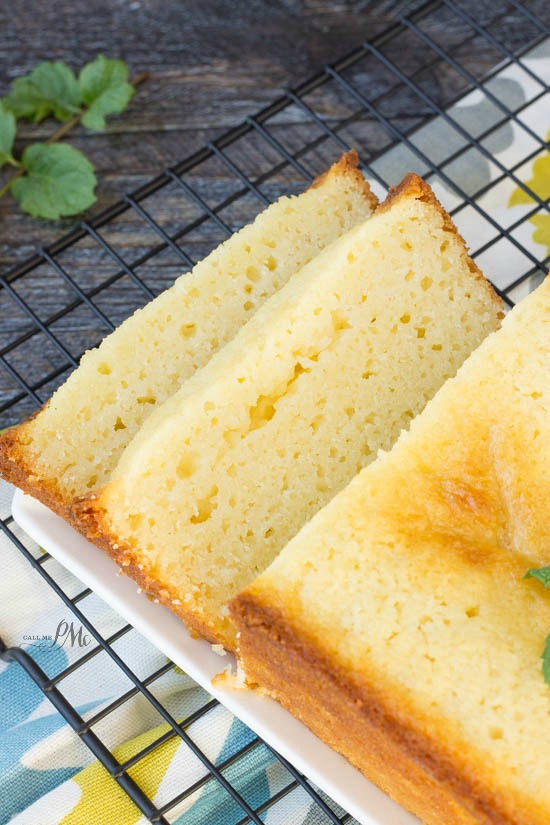 slices of buttery cake, close up