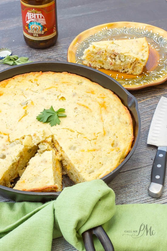 Green Chile Bacon Cornbread recipe - Spice up your cornbread with chiles and bacon!