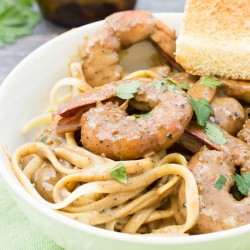 New Orleans Barbecue Shrimp pasta