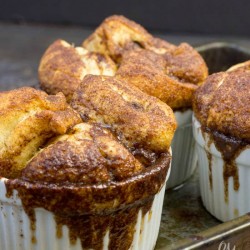 Sweet crescent roll pull apart dessert baked in a paper liner.