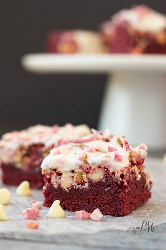 Peppermint White Chocolate Chip Red Velvet Brownies 