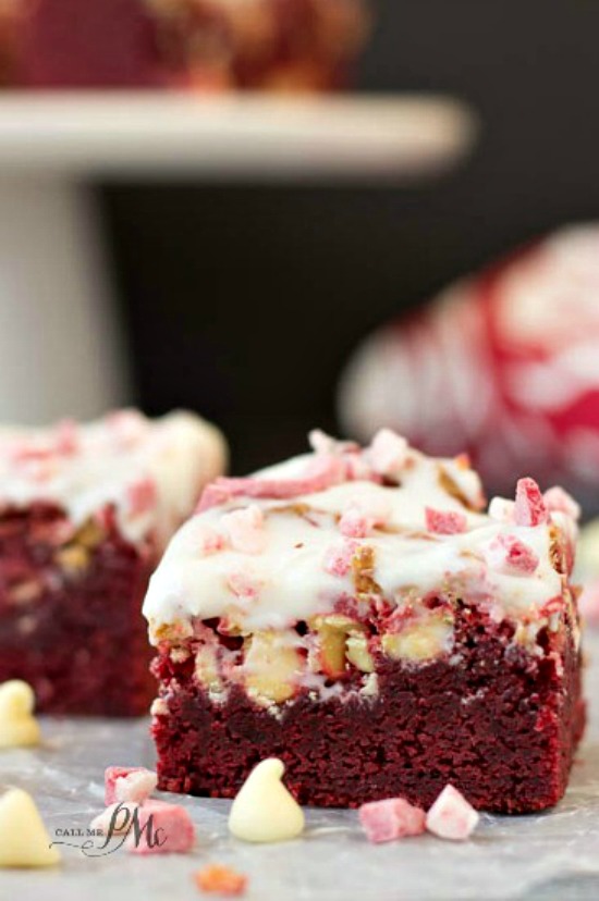 Peppermint White Chocolate Chip Red Velvet Brownies  