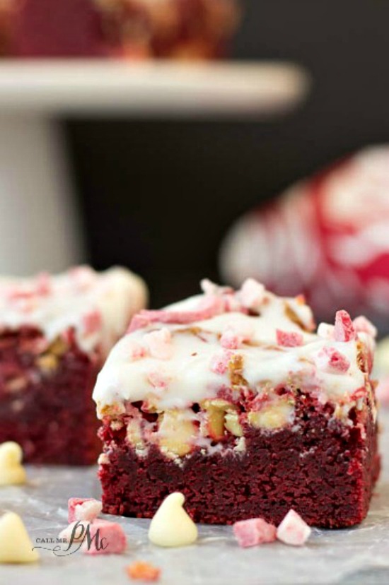 Peppermint White Chocolate Chip Red Velvet Brownies 