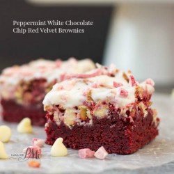 Peppermint White Chocolate Chip Red Velvet Brownies