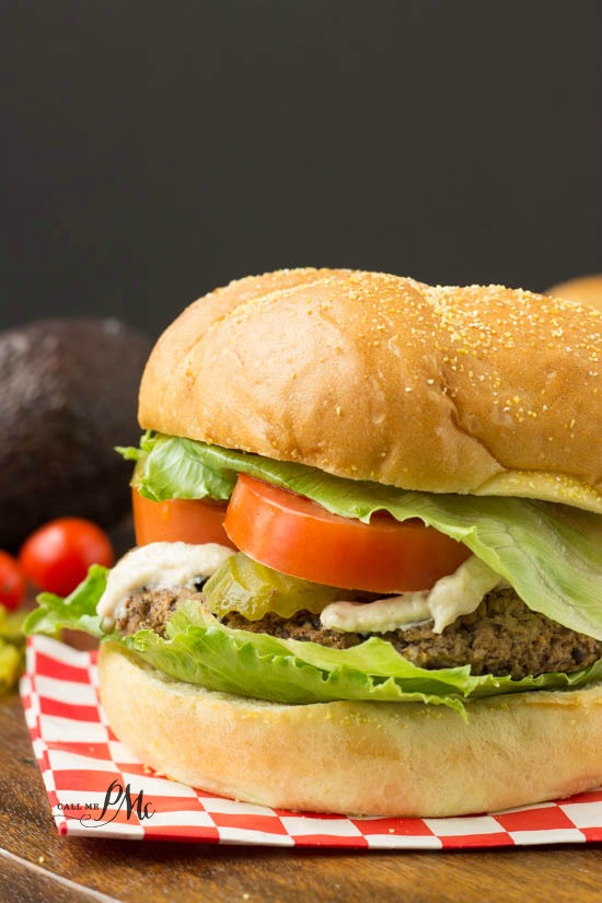 Spicy Homemade Black Bean Veggie Burger with Avocado Cream Sauce 1